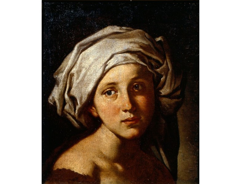 Francesco Stringa (Modena 1635-1709). Testa di fanciulla con turbante. Olio su tela