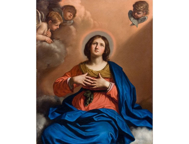 Giovanni Francesco Barbieri detto il Guercino (Cento 1591 - Bologna 1666). La Vergine assunta. Olio su tela