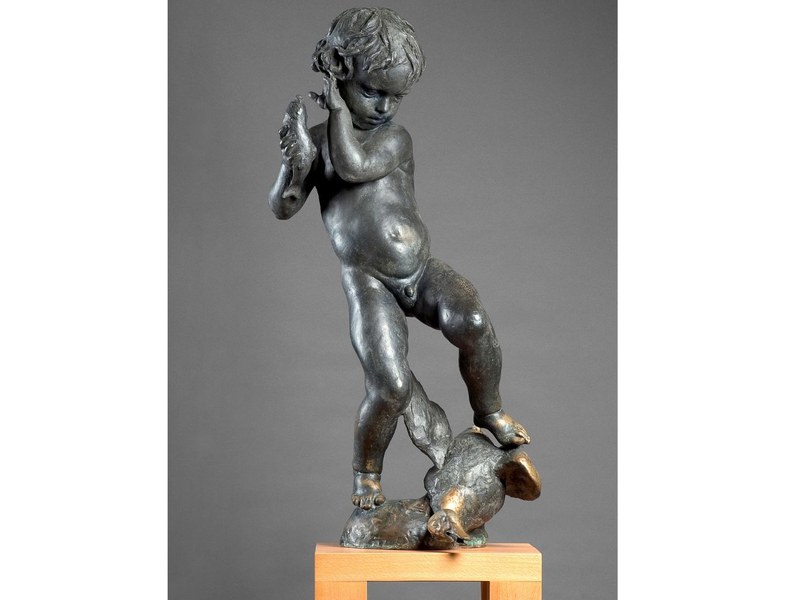 Giuseppe Graziosi. Putto con oca, bronzo. 1931